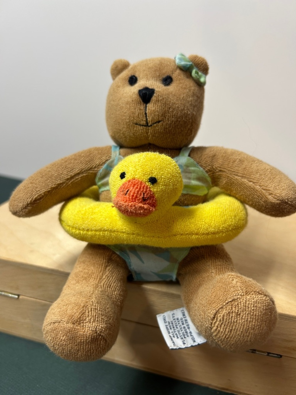 Baby Gap Bear Wearing Bathing Suit Duck Float Terry Cloth Plush Stuffed Lovey
